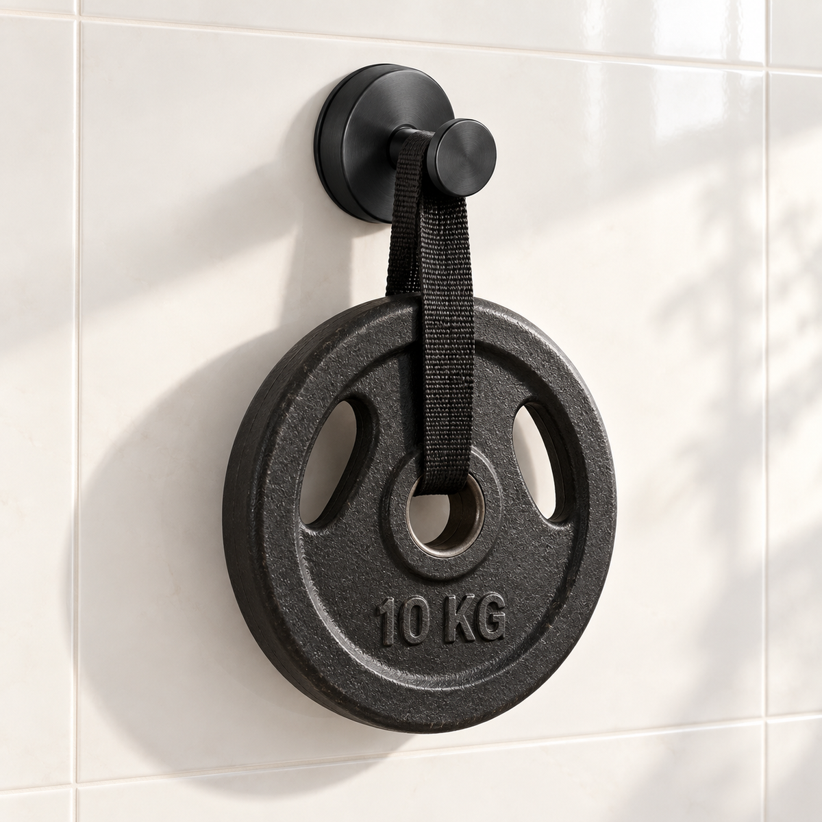 10 kilos. One hook. No hole in the wall.